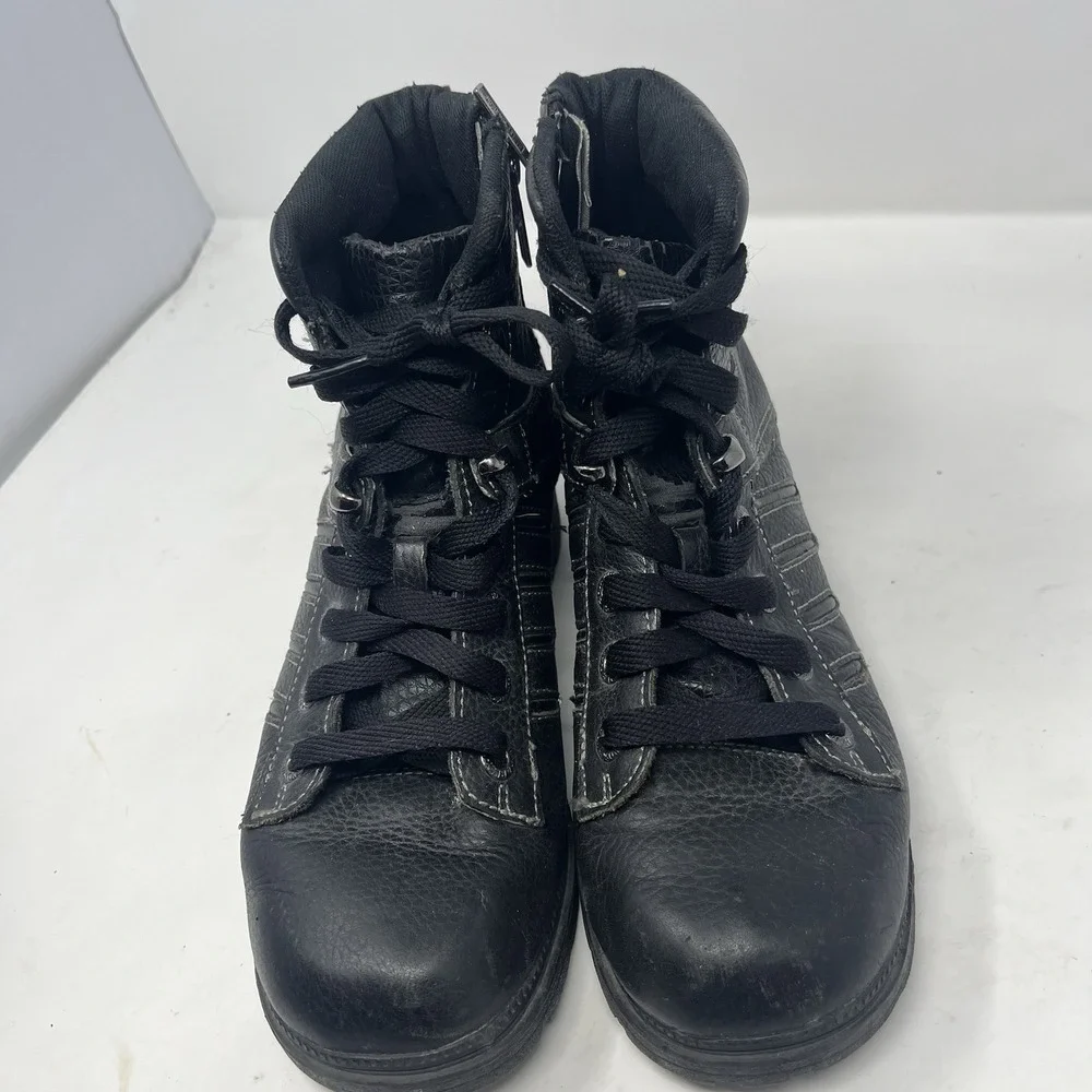 Harley-Davidson Tamia Lace Up/Side Zip Motorcycle Riding Boots Womans 8.5 Black